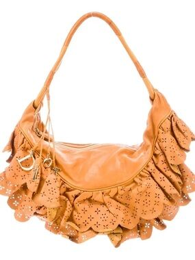 Dior leather Orange Floral Cutout Hobo Bag